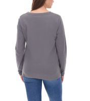 Aniston SELECTED Damen Baumwoll-Pullover Langarm-Shirt mit ROCK & ROLL Schriftzug Alltags-Pullover 39352300 Grau