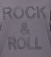 Aniston SELECTED Damen Baumwoll-Pullover Langarm-Shirt mit ROCK & ROLL Schriftzug Alltags-Pullover 39352300 Grau