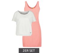 ALIFE AND KICKIN Women's Summer Dress and Short-Sleeved Shirt, Mini Dress, Polka-Dot Cotton Dress, T-Shirt, 66118659 Pink/White
