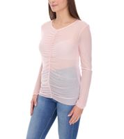 Aniston CASUAL Damen Langarm-Shirt durchsichtiger Alltags-Pullover mit V-Ausschnitt Sommer-Shirt 99505354 Rosa