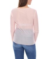 Aniston CASUAL Damen Langarm-Shirt durchsichtiger Alltags-Pullover mit V-Ausschnitt Sommer-Shirt 99505354 Rosa