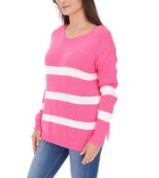 Aniston CASUAL Damen Strick-Pullover mit Baumwollanteil Alltags-Pullover Langarm-Shirt 39680449 Rosa/Weiß Aniston CASUAL Damen Strick-Pullover mit Baumwollanteil Alltags-Pullover Langarm-Shirt 39680449 Rosa/Weiß