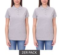 Confezione da 2 polo da donna SANTINO Mika in cotone biologico. Polo con abbottonatura a 4 bottoni. Maglia a maniche corte mélange 210 gr/m2. Grigio.