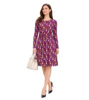 Aniston SELECTED Women's Summer Dress Midi Dress with Geometric Patterns Holiday Dress 39733762 Purple/Brown/Green