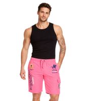 GEOGRAPHICAL NORWAY Quara/Quoyal Herren Badehose Schwimm-Hose mit Logo-Print Bade-Shorts mit Taschen Schwimm-Shorts Navy oder Pink