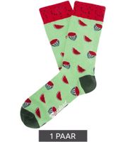 1 pares de calcetines de algodón para hombre con estampado de sandía y mostaza, largos, 17S-wmelon, verde claro, verde oscuro y rojo