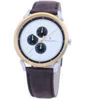 Montre-bracelet homme Pierre Cardin avec montre à quartz analogique multi-cadrans avec bracelet en cuir 3ATM 44mm en marron/or/argent ou noir/argent/bleu/or rose