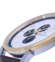 Montre-bracelet homme Pierre Cardin avec montre à quartz analogique multi-cadrans avec bracelet en cuir 3ATM 44mm en marron/or/argent ou noir/argent/bleu/or rose