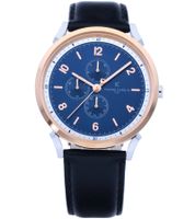 Montre-bracelet homme Pierre Cardin avec montre à quartz analogique multi-cadrans avec bracelet en cuir 3ATM 44mm en marron/or/argent ou noir/argent/bleu/or rose