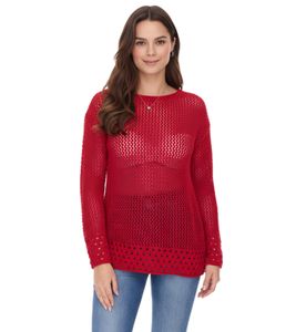 Suéter de punto informal para mujer Aniston con contenido de algodón, suéter de punto grueso, camisa de manga larga 83680609 rojo