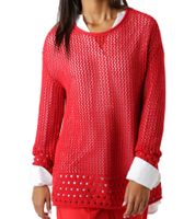 Aniston CASUAL Women's Chunky Knit Sweater with Cotton Content, Long-Sleeved Shirt 83680609 Red