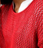 Aniston CASUAL Women's Chunky Knit Sweater with Cotton Content, Long-Sleeved Shirt 83680609 Red