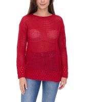 Aniston CASUAL Damen Strick-Pullover mit Baumwollanteil Grobstrick-Pullover Langarm-Shirt 83680609 Rot
