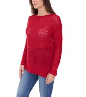 Aniston CASUAL Damen Strick-Pullover mit Baumwollanteil Grobstrick-Pullover Langarm-Shirt 83680609 Rot
