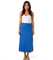 Aniston CASUAL Damen Cargo-Rock Sommer-Rock Midi-Länge Baumwoll-Rock mit Gummizug 77100947 Blau