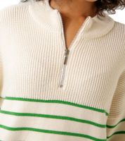 Pull Aniston CASUAL à manches longues et col montant pour femme, zippé, beige/vert, 67107403