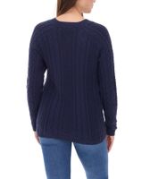 Aniston CASUAL Strick-Pullover mit V-Ausschnitt Alltags-Pullover mit Baumwollanteil Langarm-Shirt 38049702 Dunkelblau