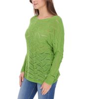 Aniston Damen Langarm-Shirt mit Rücken-Cut-Out Alltags-Pullover Sommer-Shirt 48676348 Grün