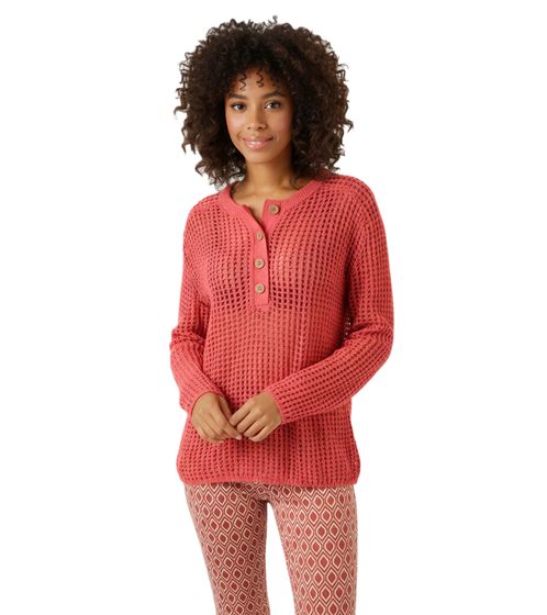 Aniston CASUAL Damen Strick-Pullover Grobstrick-Pullover mit Knopfleiste Langarm-Shirt 81819457 Rot