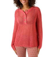 Aniston CASUAL Damen Strick-Pullover Grobstrick-Pullover mit Knopfleiste Langarm-Shirt 81819457 Rot