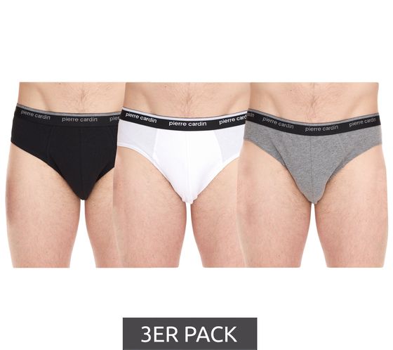 Lot de 3 slips homme Pierre Cardin en coton stretch 015 4055530005 Noir, Gris, Blanc