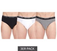 3-pack Pierre Cardin men's briefs with stretch cotton underwear, underpants 015 4055530005, black, gray, white