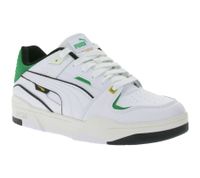 PUMA SLIPSTREAM Echtleder-Schuhe im Retro-Vibe Freizeit-Sneaker mit farbigen Akzenten Schnür-Schuhe 393266 Weiß/Lila oder Weiß/Grün