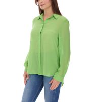 Aniston SELECTED Damen Sommer-Bluse Langarm-Shirt mit Kent-Kragen sommerliche Basic-Bluse Gelb oder Grün
