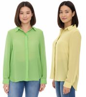 Aniston SELECTED Women's Summer Blouse, Long-Sleeved Shirt with Kent Collar, Summer Basic Blouse, Yellow or Green