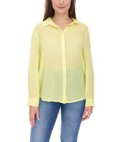 Aniston SELECTED Damen Sommer-Bluse Langarm-Shirt mit Kent-Kragen sommerliche Basic-Bluse Gelb oder Grün