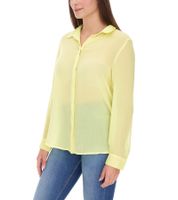 Aniston SELECTED Damen Sommer-Bluse Langarm-Shirt mit Kent-Kragen sommerliche Basic-Bluse Gelb oder Grün