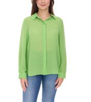 Aniston SELECTED Damen Sommer-Bluse Langarm-Shirt mit Kent-Kragen sommerliche Basic-Bluse Gelb oder Grün