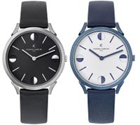 Pierre Cardin Herren Armband-Uhr analoge Quarz-Uhr mit Leder-Armband 3ATM 40mm Schwarz oder Blau
