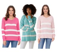 Pull tricoté Aniston CASUAL pour femme avec teneur en coton, pull de tous les jours, chemise à manches longues, rose, rose ou turquoise