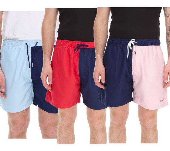 Pierre Cardin Herren Schwimm-Hose Badehose modische Schwimm-Shorts LA205027 Rot/Navy, Navy/Rosa oder Blau