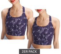 Lot de 2 soutiens-gorge de sport pour femme FAYN SPORTS, haut de sport marbré avec teneur en coton, soutien-gorge d'entraînement de sport, soutien-gorge de yoga 34171929 violet/gris