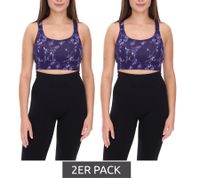 2er Pack FAYN SPORTS Damen Sport-BH marmoriertes Sport-Oberteil mit Baumwollanteil Sport-Bekleidung Trainings-BH Yoga-BH 34171929 Lila/Grau