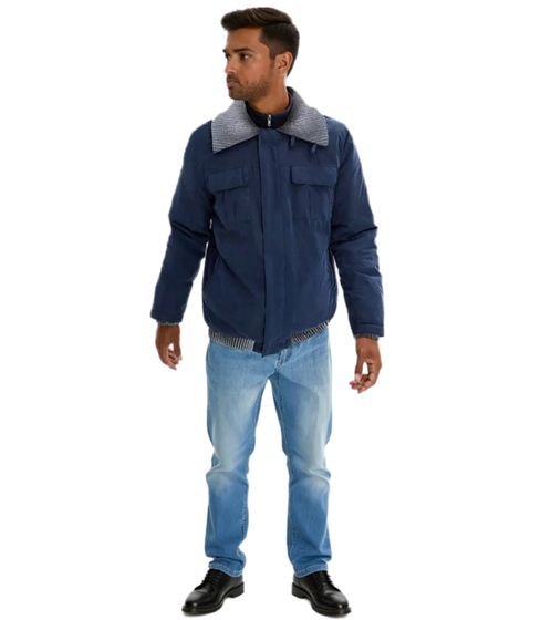 Chaqueta de transición para hombre con detalles acanalados, chaqueta sencilla para el día a día 904745 Azul/Gris