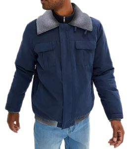 Herren Übergangs-Jacke mir gerippten Details schlichte Alltags-Jacke 904745 Blau/Grau