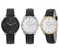 Pierre Cardin Men's Watch in Gift Box, Analog Quartz Watch with Leather Strap, 3 ATM, 40mm or 39mm, Silver/Gold, Black, or Silver/Black