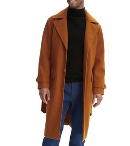 Manteau homme en laine mélangée, veste d'automne avec ceinture, manches longues avec boutons, veste d'hiver 936768 marron