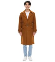 Mantel für Herren mit Woll-Anteil Herbst-Jacke mit Gürtel Langarm mit Knöpfen Winter-Jacke 936768 Braun