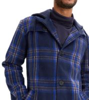 Men's Checked Transition Jacket with Cotton Content, Sweat Jacket with Detachable Hood and Check Pattern, 913708 Blue