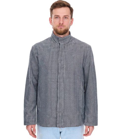 Chaqueta de entretiempo para hombre con estampado pata de gallo, chaqueta de primavera 957466, negro/blanco