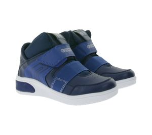 Sneakers GEOX Luminous Xled per bambini, da indossare tutti i giorni, con suola traspirante, modello mid-cut con chiusura a velcro per bambino e bambina J847QA-5411-C4002 Blu scuro/Azzurro