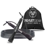 BEASTGEAR Elite Premium-Aluminium-Springseil 3m Speed-Fitness-Springseil oder 2,8m Speed-Fitness-Springseil aus Stahl Fitness Boxen, MMA, HIIT, Krafttraining und Double Unders Rot/Schwarz oder Schwarz