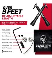 BEASTGEAR Elite Premium-Aluminium-Springseil 3m Speed-Fitness-Springseil oder 2,8m Speed-Fitness-Springseil aus Stahl Fitness Boxen, MMA, HIIT, Krafttraining und Double Unders Rot/Schwarz oder Schwarz