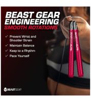 BEASTGEAR Elite Premium-Aluminium-Springseil 3m Speed-Fitness-Springseil oder 2,8m Speed-Fitness-Springseil aus Stahl Fitness Boxen, MMA, HIIT, Krafttraining und Double Unders Rot/Schwarz oder Schwarz