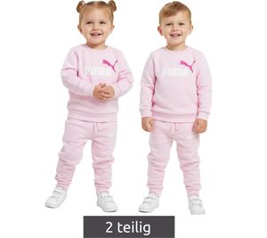 PUMA Kinder Jogging-Anzug für Mädchen 2 teiliger Sweat-Jogger Rundhals-Pullover Baumwoll-Set 627915 62 Rosa