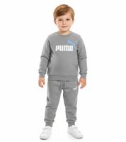 PUMA Kinder Jogging-Anzug für Jungen und Mädchen 2 teiliger Sweat-Jogger Rundhals-Pullover Baumwoll-Set 627915 03 Grau